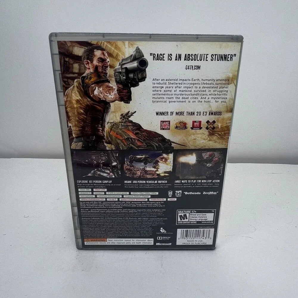 Rage Platinum Hits (Microsoft Xbox 360, 2011) Complete W/ Manual